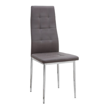 трапезен стол Rosa PU Leather в кафяв цвят с хромиран метален крак 41x48x98см.