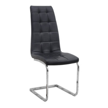 трапезен стол Vela PU Leather в черен цвят с хромирана основа 41x61x107см.