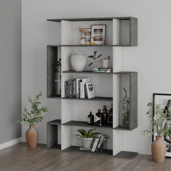 Mito меламинов библиотека в антик бяло/ретро сив цвят 108x25x161см.