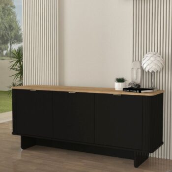 Меламиново конзолно бюро Bohema в черен - цвят сепет дъб 180x47x76.6см.