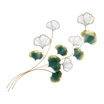 Метално стенна изкуство Flower в златен - зелен цвят 120x1,5x100см.