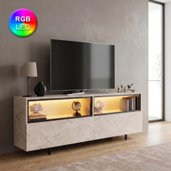 Eco Megapap меламинова ТВ стойка с RGB LED в цвят травертин, 180 x 32 x 67 см
